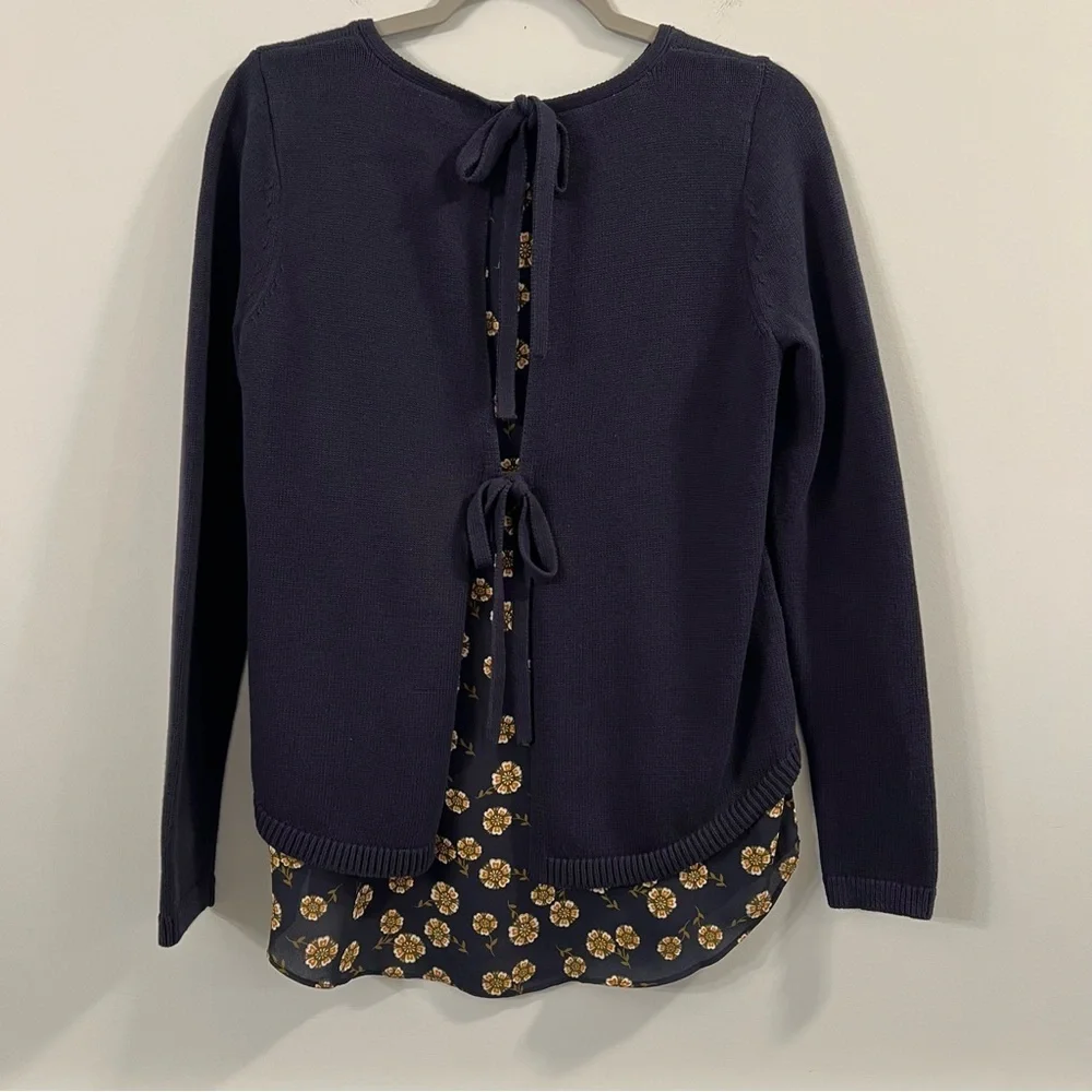 Women’s LOFT Navy Blue Floral Layered Top size XS - Picture 4 of 5